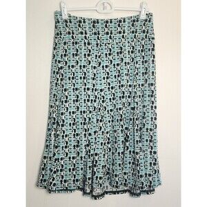 Apt 9 Women's Sz PL Midi Skirt Teal Black And White Summer Casual Golf Lake Life